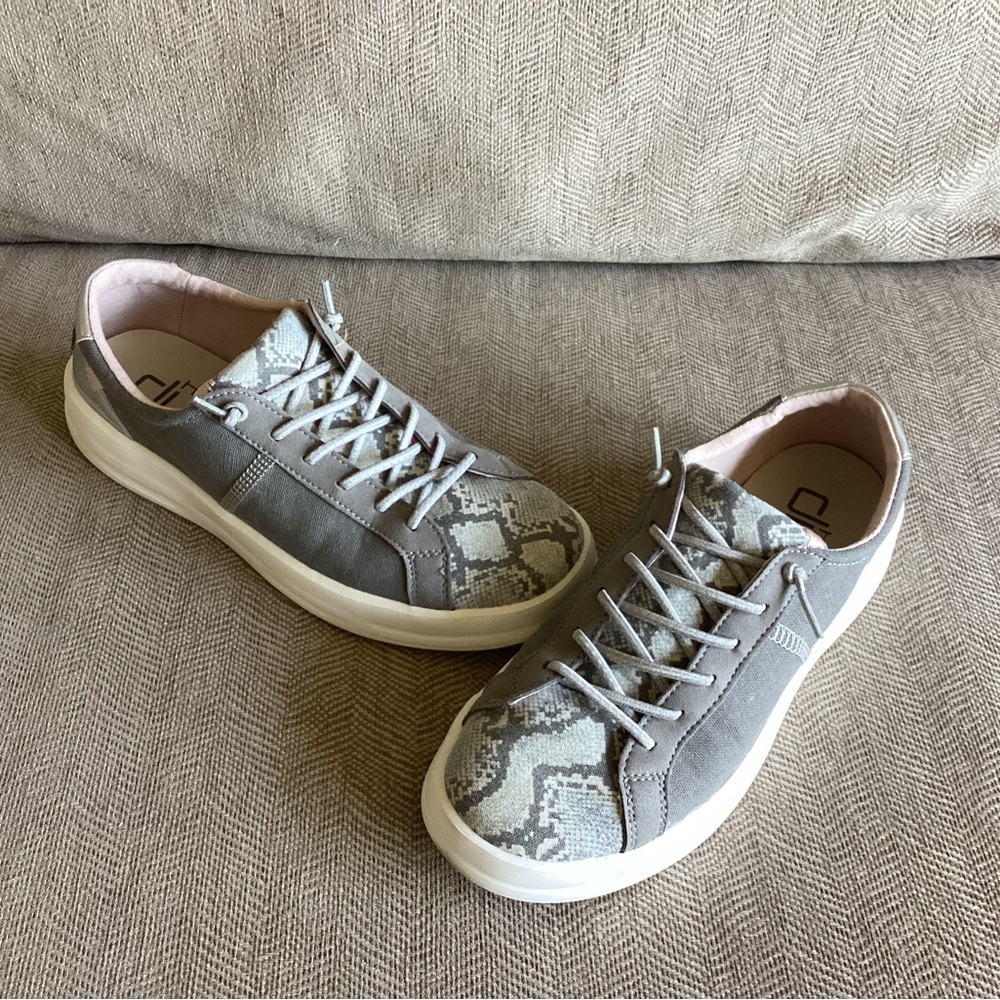 Womens Hey Dude Snake print slip ons